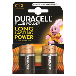 זוג סוללות Duracell C Plus Power פלוס פאוור