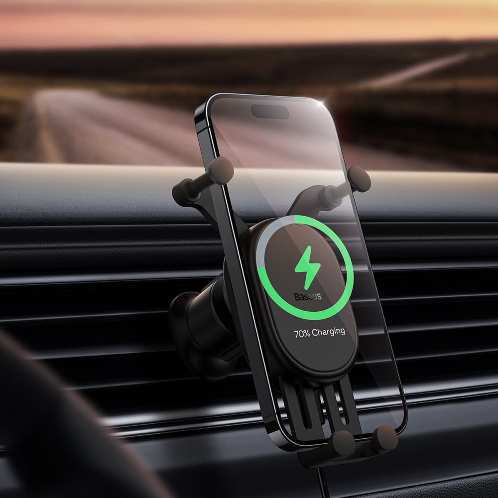 stable gravitational wireless charging 15w car mount pro baseus