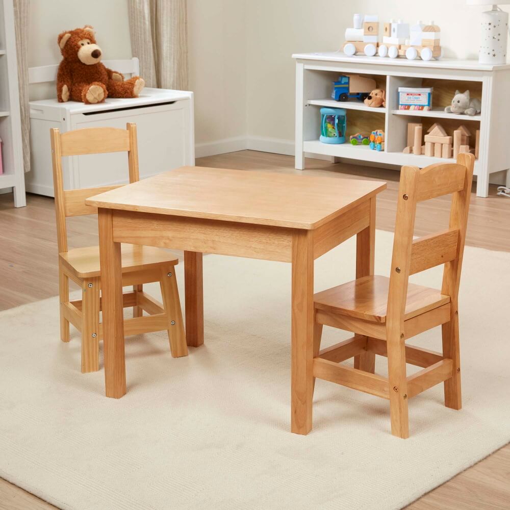 wooden table & chairs - natural melissa&doug