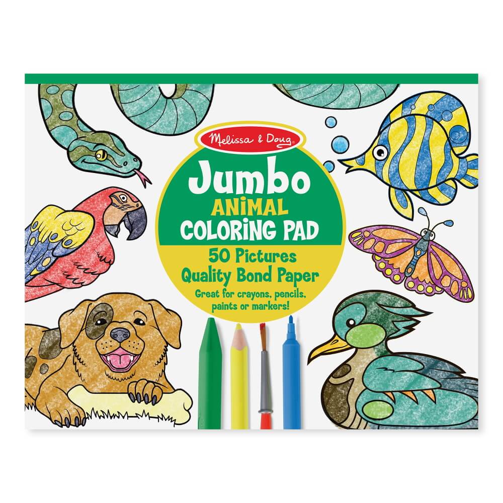 סרטון - חוברת צביעה ענקית - חיות melissa&doug  מליסה ודאג  jumbo coloring pad - animals