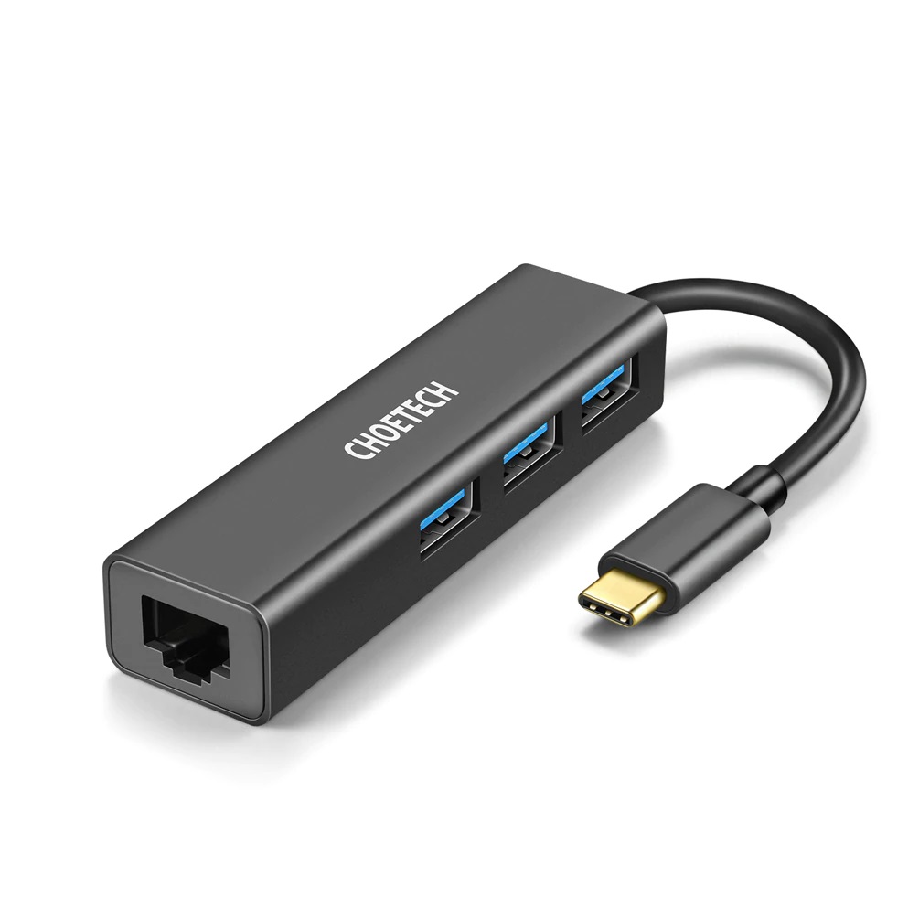 מתאם רשת כולל 3 חיבורי Choetech ל-RJ45 USB 3.0  קואיטק  HUB-U02BK
