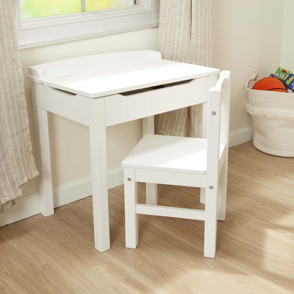 childs lift-top desk & chair - white melissa&doug