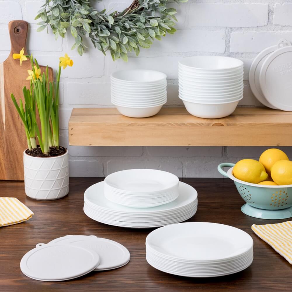 סט צלחות קורל 48 חלקים ל-12 סועדים corning by corelle