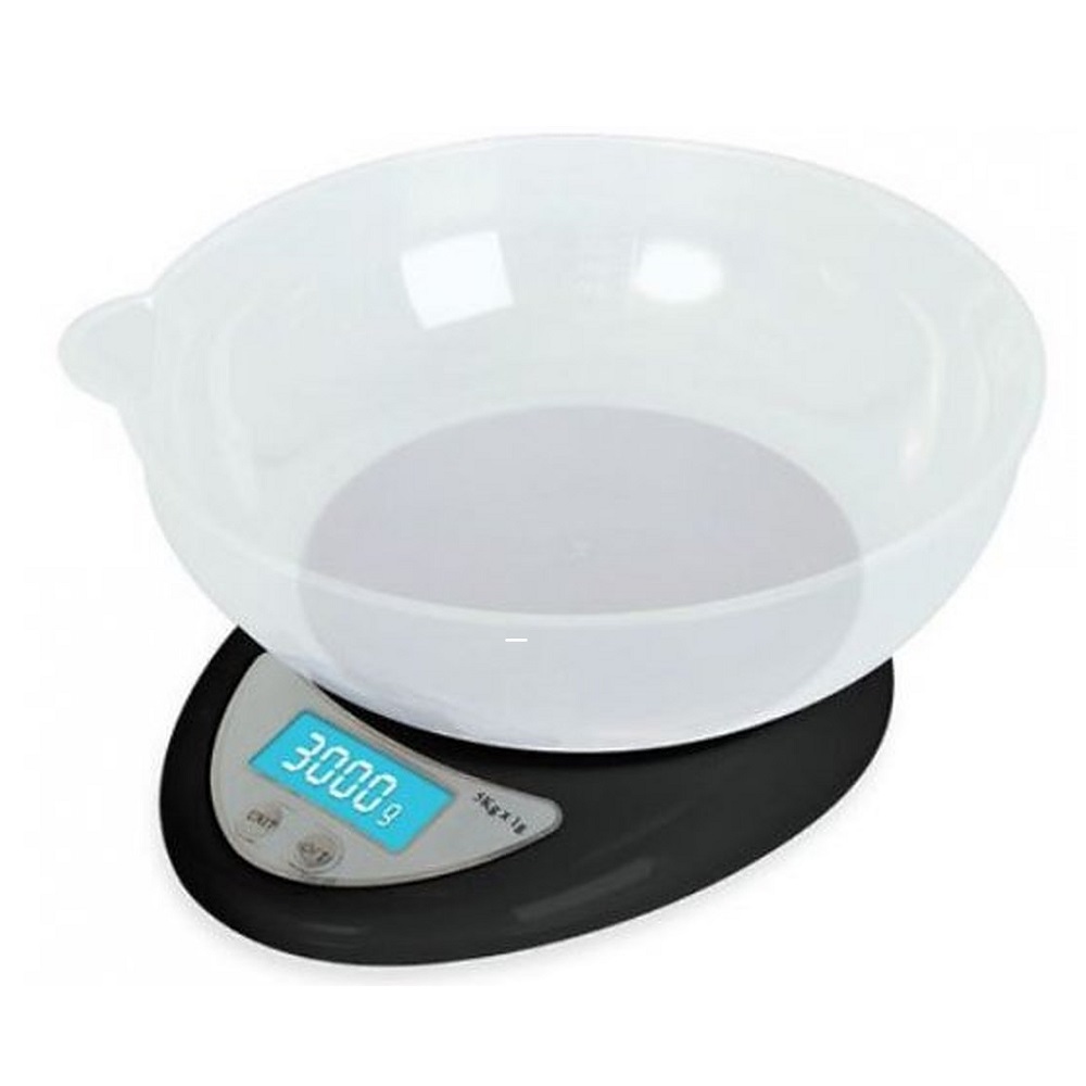 משקל מטבח דיגיטלי הכולל קערת שקילה Box-Shop &lrm;משקל כולל קערה - שחור