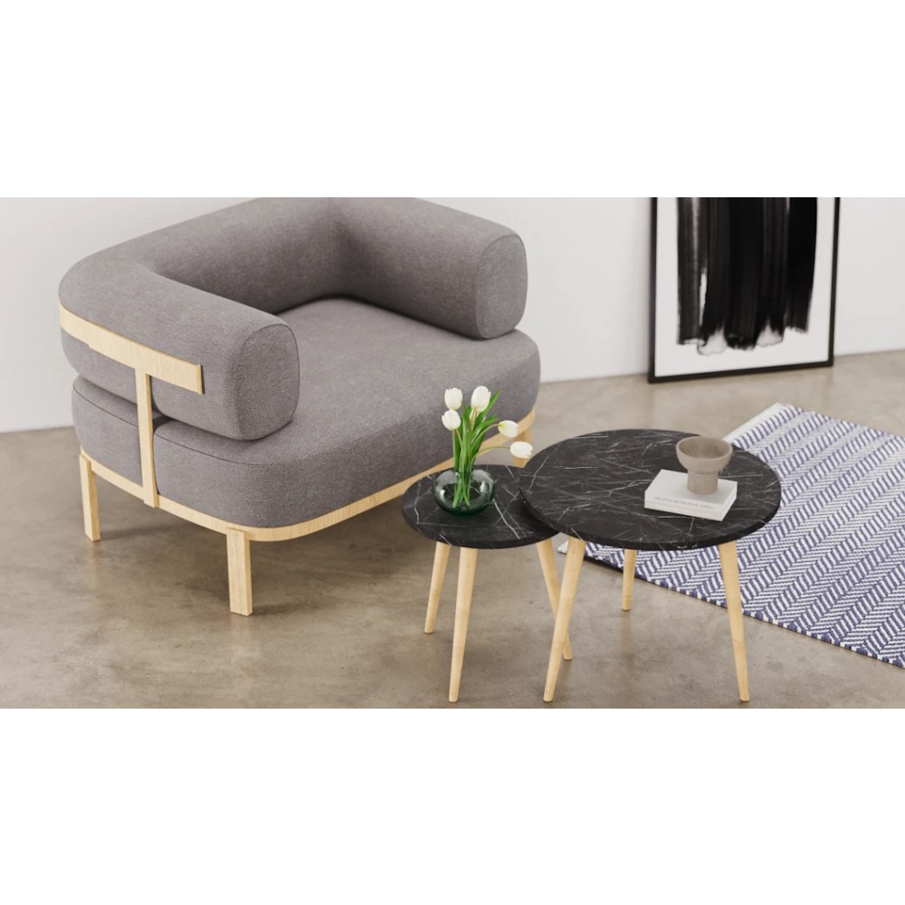 זוג שולחנות עגולים לסלון Star Shop &lrm;STF-6250