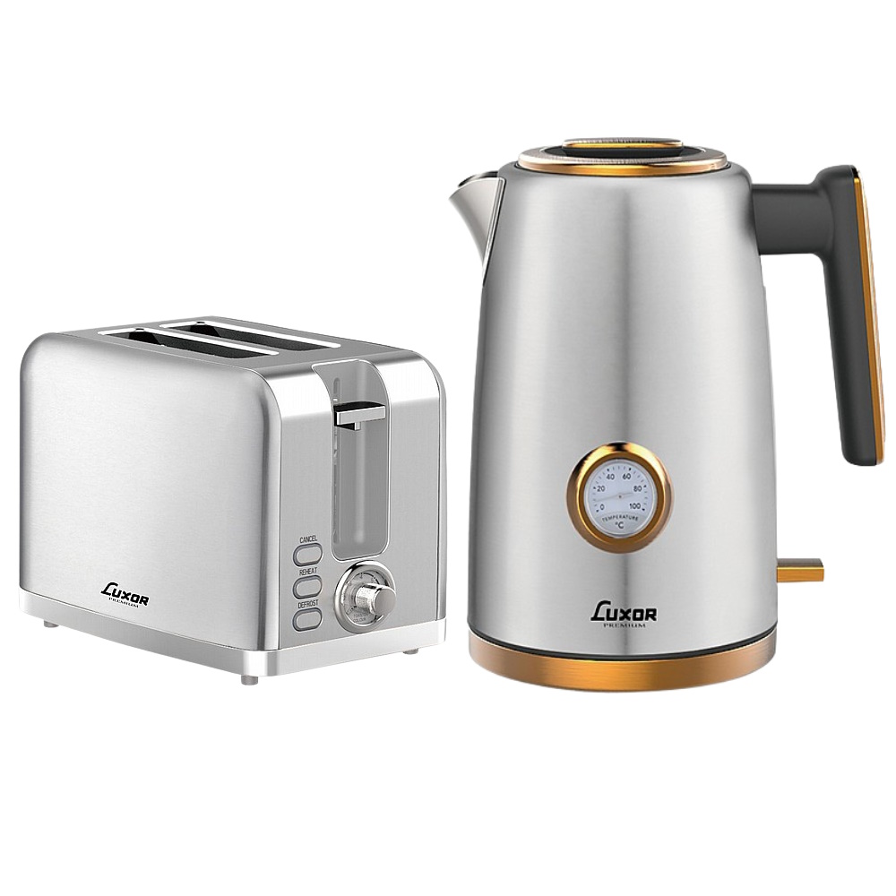 סט קומקום חשמלי 1.7 ליטר ומצנם 2 פרוסות Luxor &lrm;Bundle Kettle + Toaster 2 Style