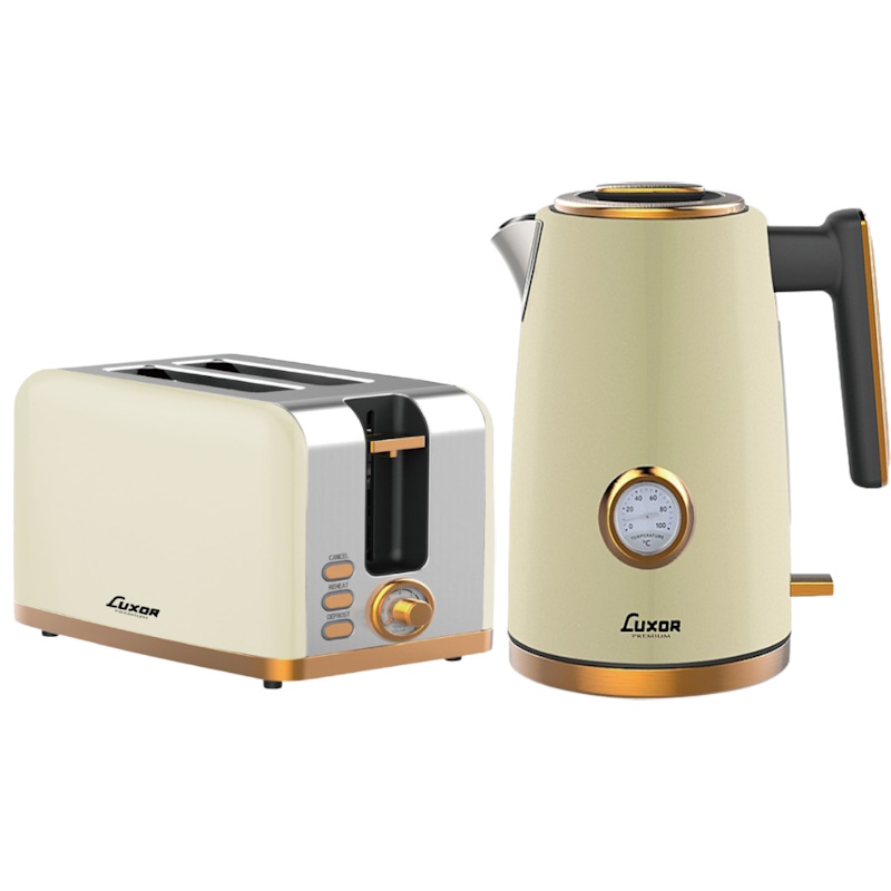 סט קומקום חשמלי 1.7 ליטר ומצנם 2 פרוסות Luxor &lrm;Bundle Kettle + Toaster 3 Style