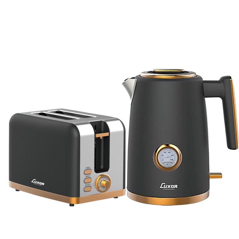 סט קומקום חשמלי 1.7 ליטר ומצנם 2 פרוסות Luxor &lrm;Bundle Kettle + Toaster 4 Style