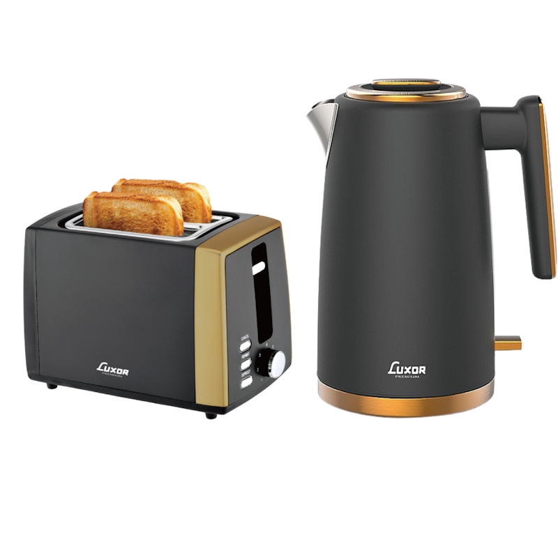 סט קומקום חשמלי 1.7 ליטר ומצנם 2 פרוסות Luxor &lrm;Bundle Kettle + Toaster 5 Style