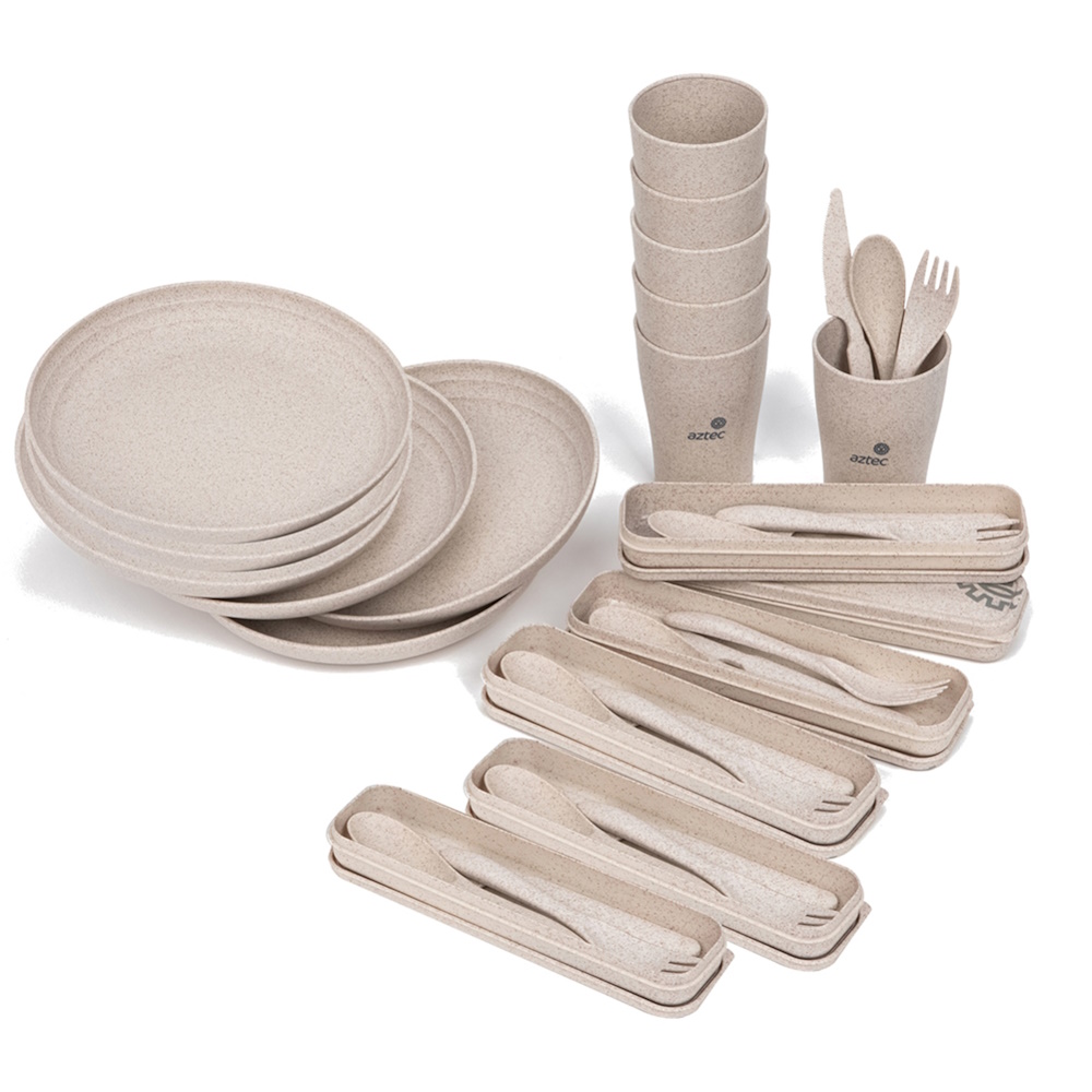 סט כלי אוכל לפיקניק רב פעמי ל-6 אנשים Aztec &lrm;Picnic Set II Family בז
