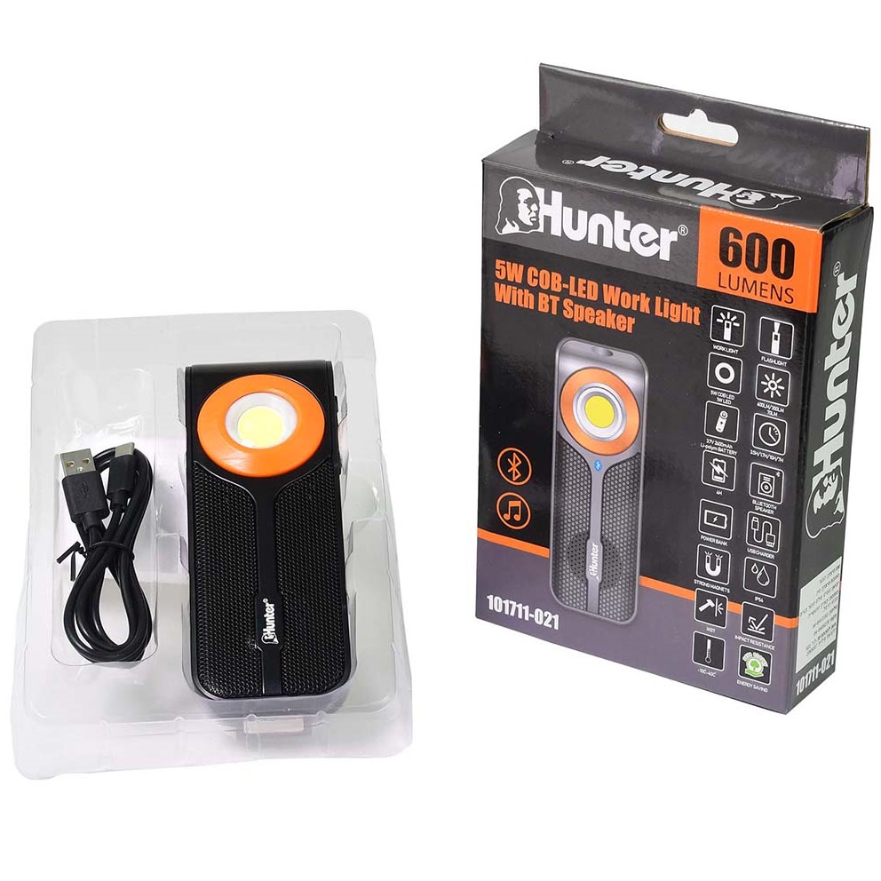 פנס חירום כולל רמקול hunter bluetooth