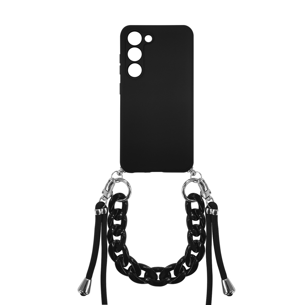 כיסוי אחורי בשילוב שרשרת נשיאה אופנתית Essentials &lrm;Galaxy S23 Ultra - Lanyard Case שחור