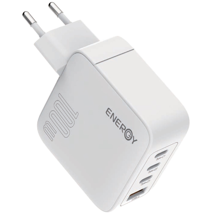 ראש מטען 100W כולל כבל Energy C To C &lrm;Premium 3C+1QC PD100W לבן
