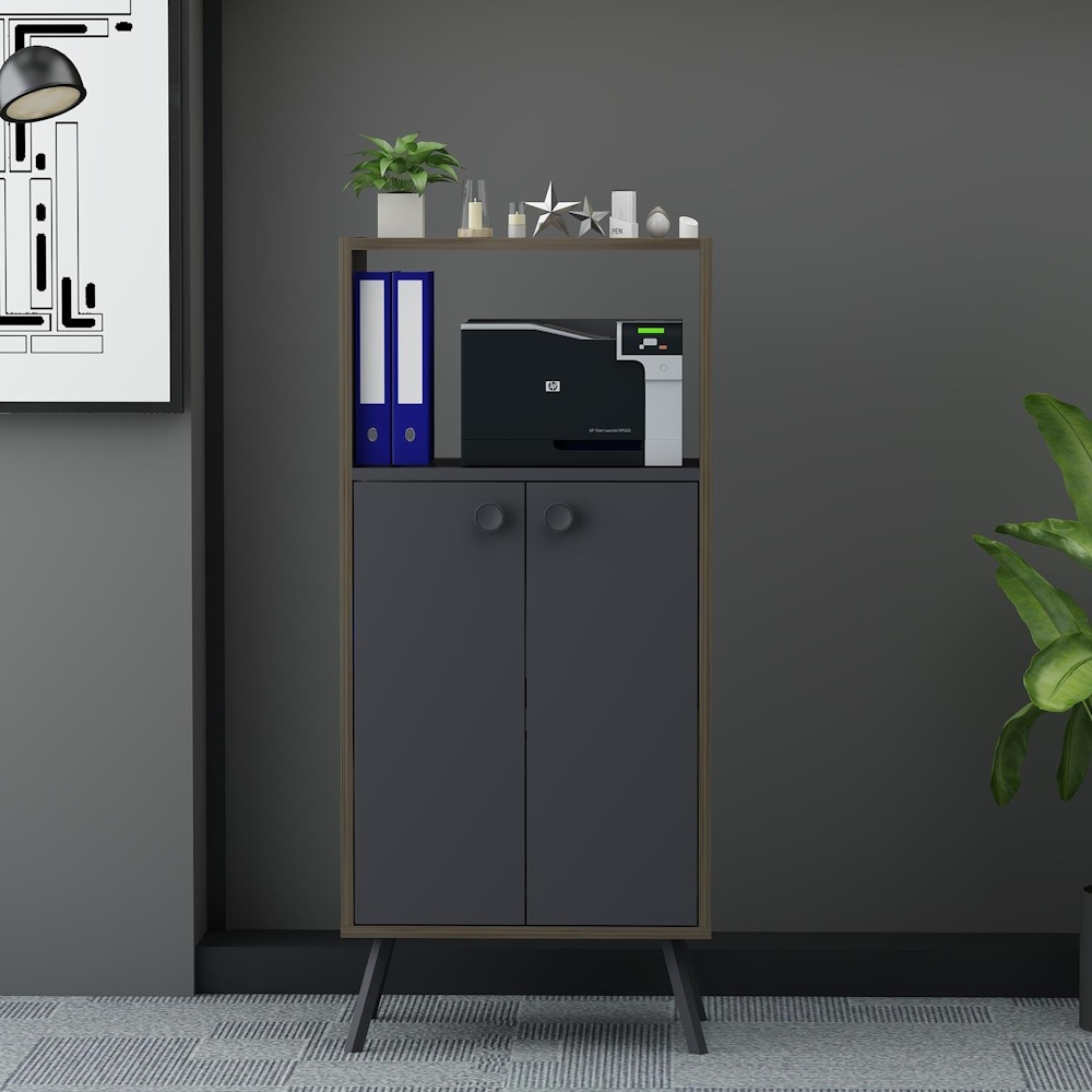 ארונית אחסון רב תכליתית Homax &lrm;Rasha Office פחם אגוז