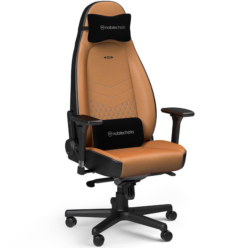 כיסא גיימינג עור אמיתי Noblechairs &lrm;ICON Real Leather Cognac/Black