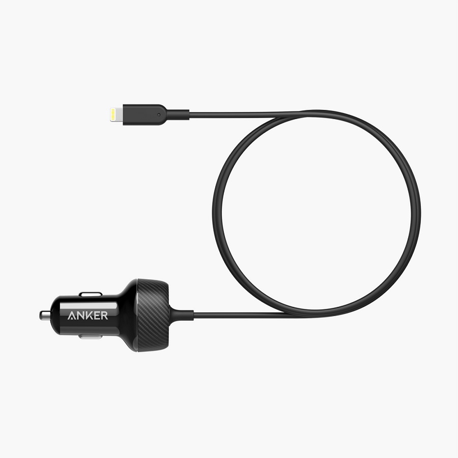 תמונה של מטען כפול לרכב עם כבל anker lightning