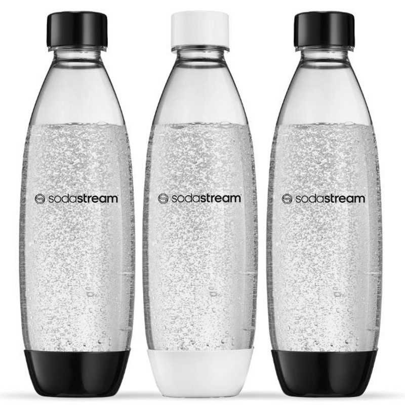 שלישיית בקבוקי הגזה - 1 ליטר למכשירי SodaStream &lrm;שלישיית שחור לבן חדש DW מדיח