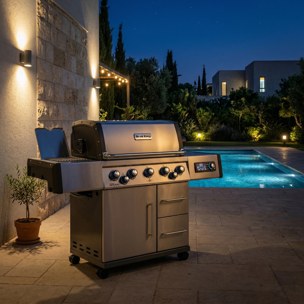 גריל גז 5 מבערים כולל כירת צד ושיפוד מסתובב broil king
