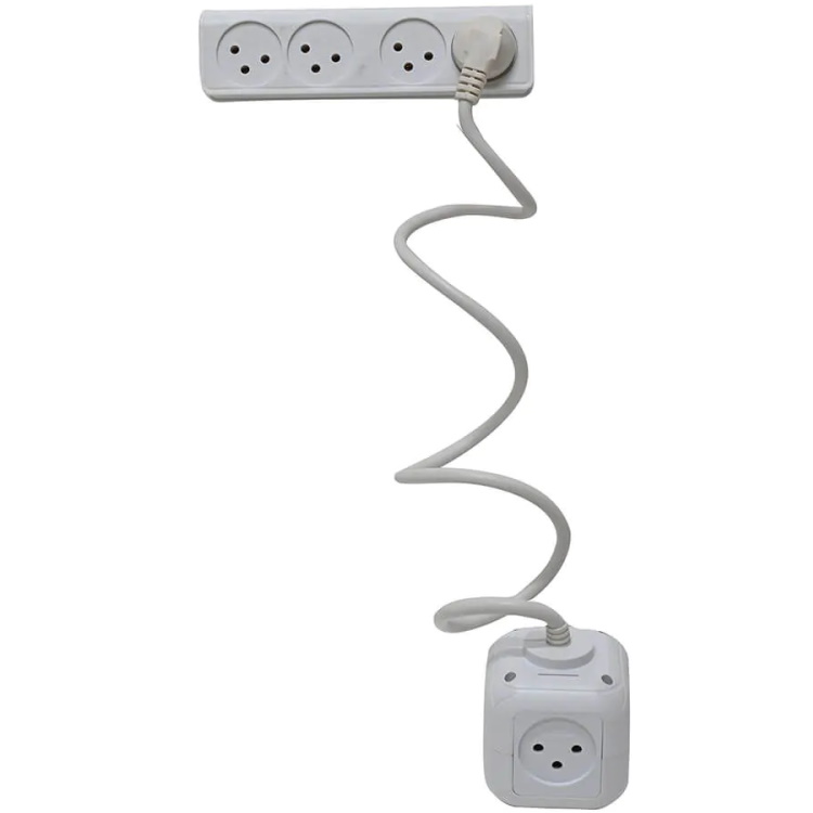 רב שקע 1 קובייה 4 שקעים כולל 2 חיבורי Type-C ו-USB וכבל 1 מטר Semicom Switch &lrm;SW-CUB4UC+E