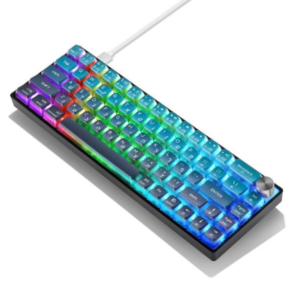 מקלדת מכאנית קומפקטית חוטית כולל תאורת SKYLOONG RGB &lrm;GK-61-PRO-Blue Pudding - כחול