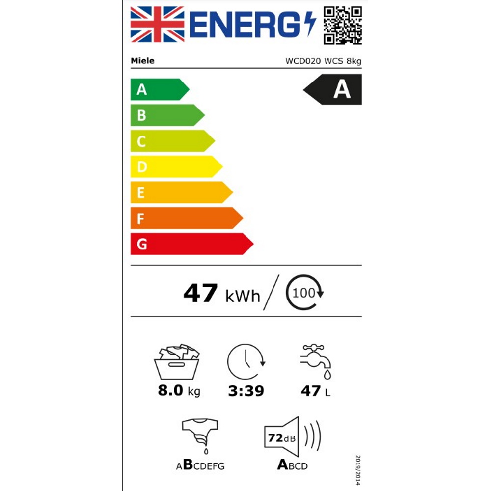 תווית אנרגיה - wcd020wcs miele