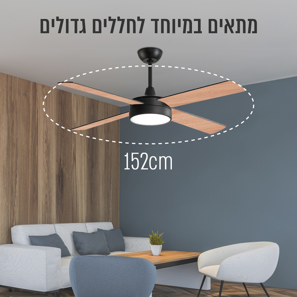 תמונה של מאוורר תקרה 60 כולל כנפיים מתחלפות ושלט taiyo