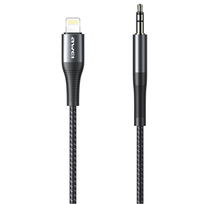 כבל AUX ל Awei Lightning &lrm;CL-116L שחור/אפור