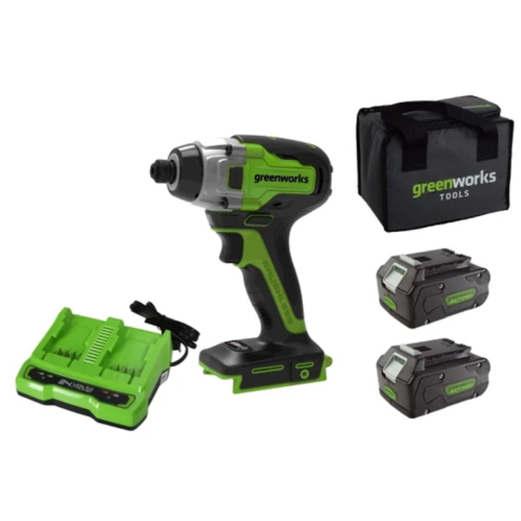 מברגת אימפקט 24V כולל זוג סוללות ומטען כפול GreenWorks &lrm;99771-1