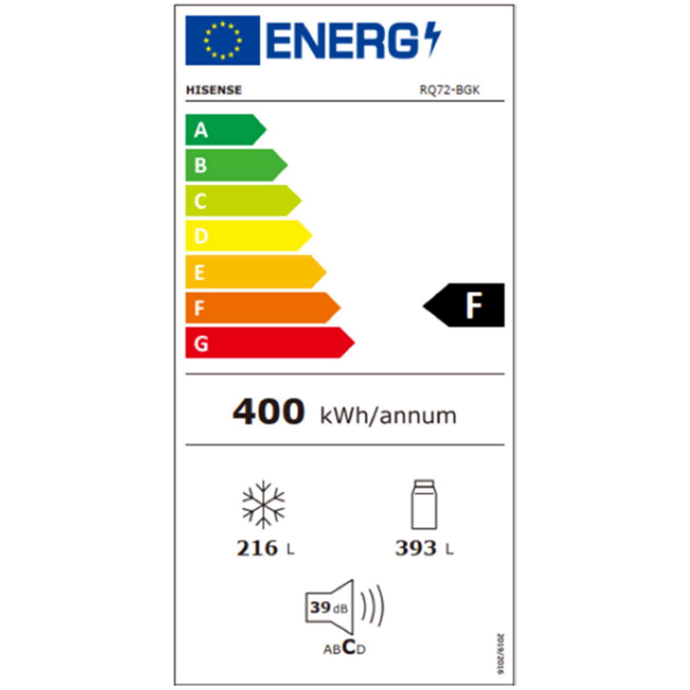 תווית אנרגיה - rq72-bgk זכוכית שחורה hisense