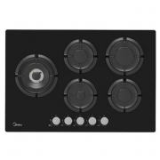 כיריים גז זכוכית 5 להבות - 75 ס״מ Midea Defendi 75GP503-B זכוכית שחורה