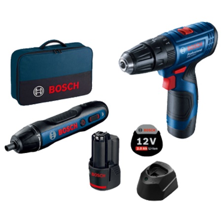 סט מברגה/מקדחה 12v עם מברג חשמלי נטען bosch
