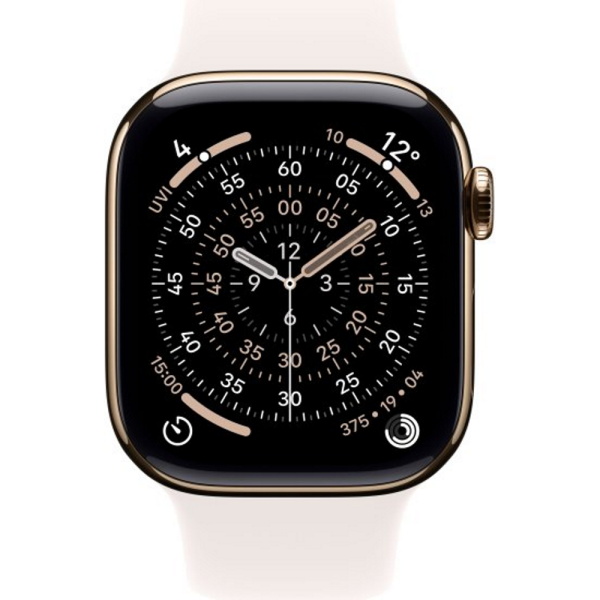 watch series 11 gps + cellular 42mm - gold titanium case with light blush sport band - m/l יבואן רשמי apple
