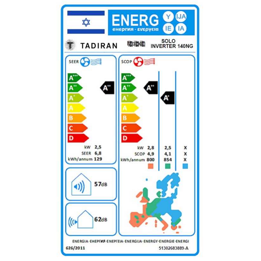 תווית אנרגיה - solo inverter 140ng tadiran