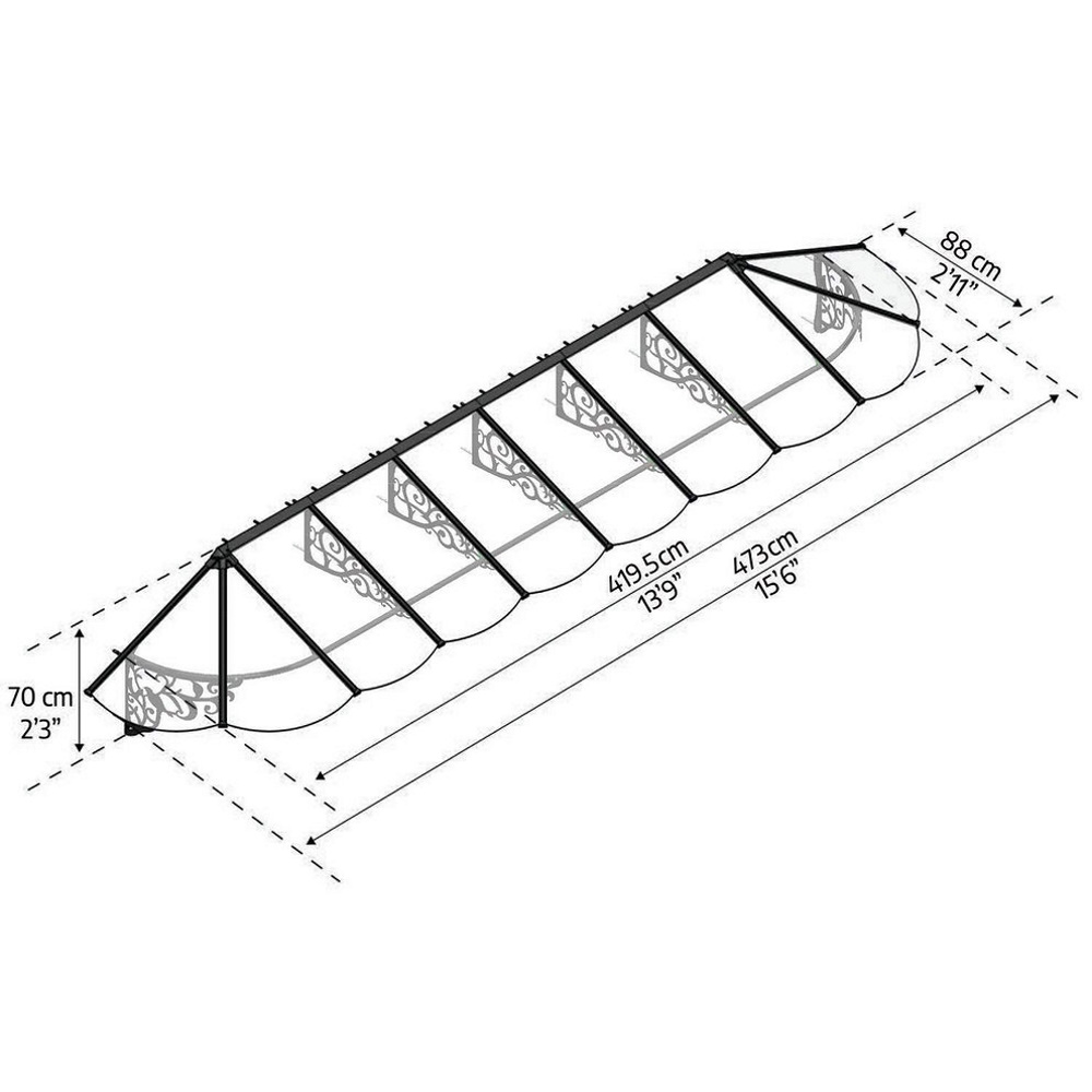 גגון גשם לדלת/חלון 0.9x4.7 שחור שקוף canopia