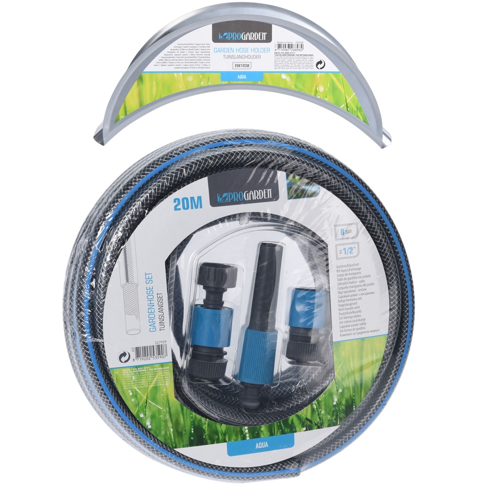 סט צינור גינה 20 מטר כולל מחברים ומתלה קיר Tipot Teva &lrm;2101200+2221640