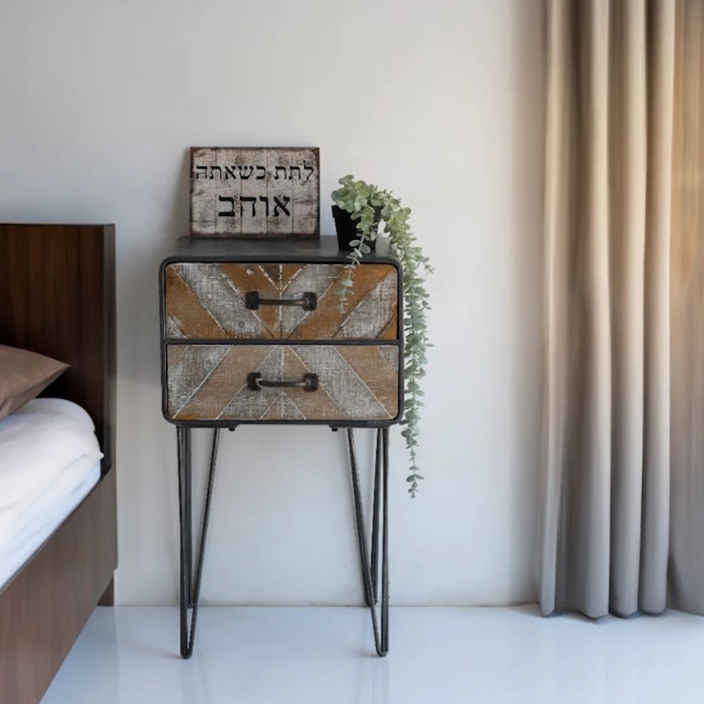 שידה מעוצבת 2 מגירות Star Shop &lrm;STF-4426