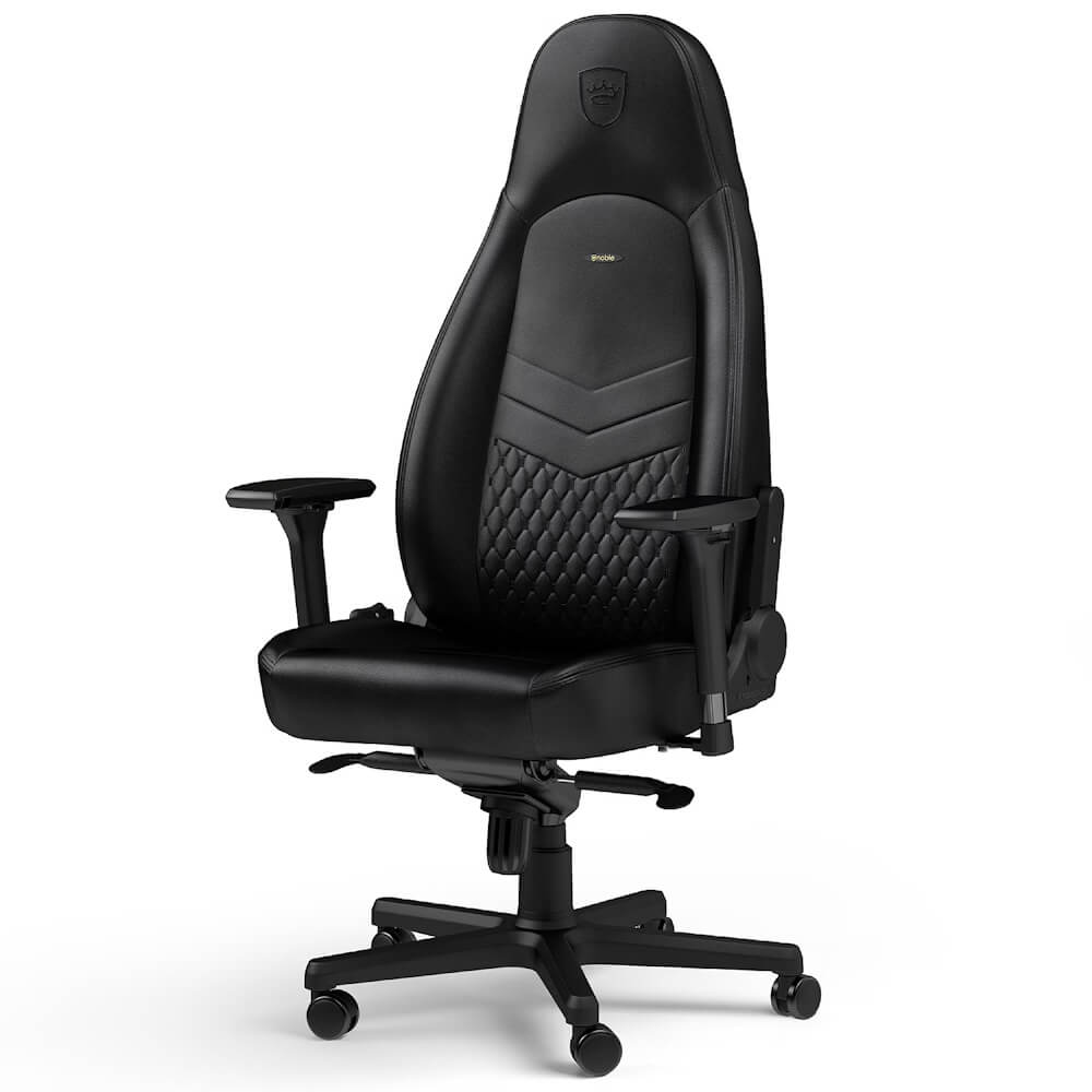 icon real leather black noblechairs