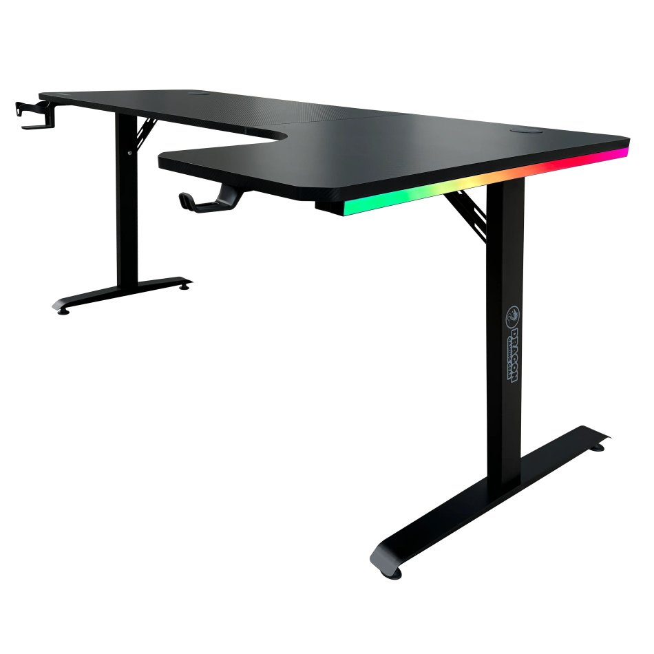 שולחן גיימינג פינתי ימין כולל תאורה dragon smart tech rgb