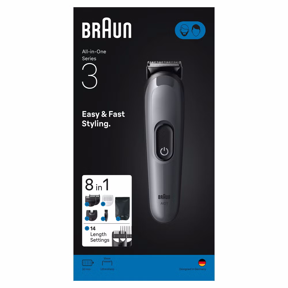 תמונה של מכונת תספורת ועיצוב זקן נטענת 8 ב-1 braun