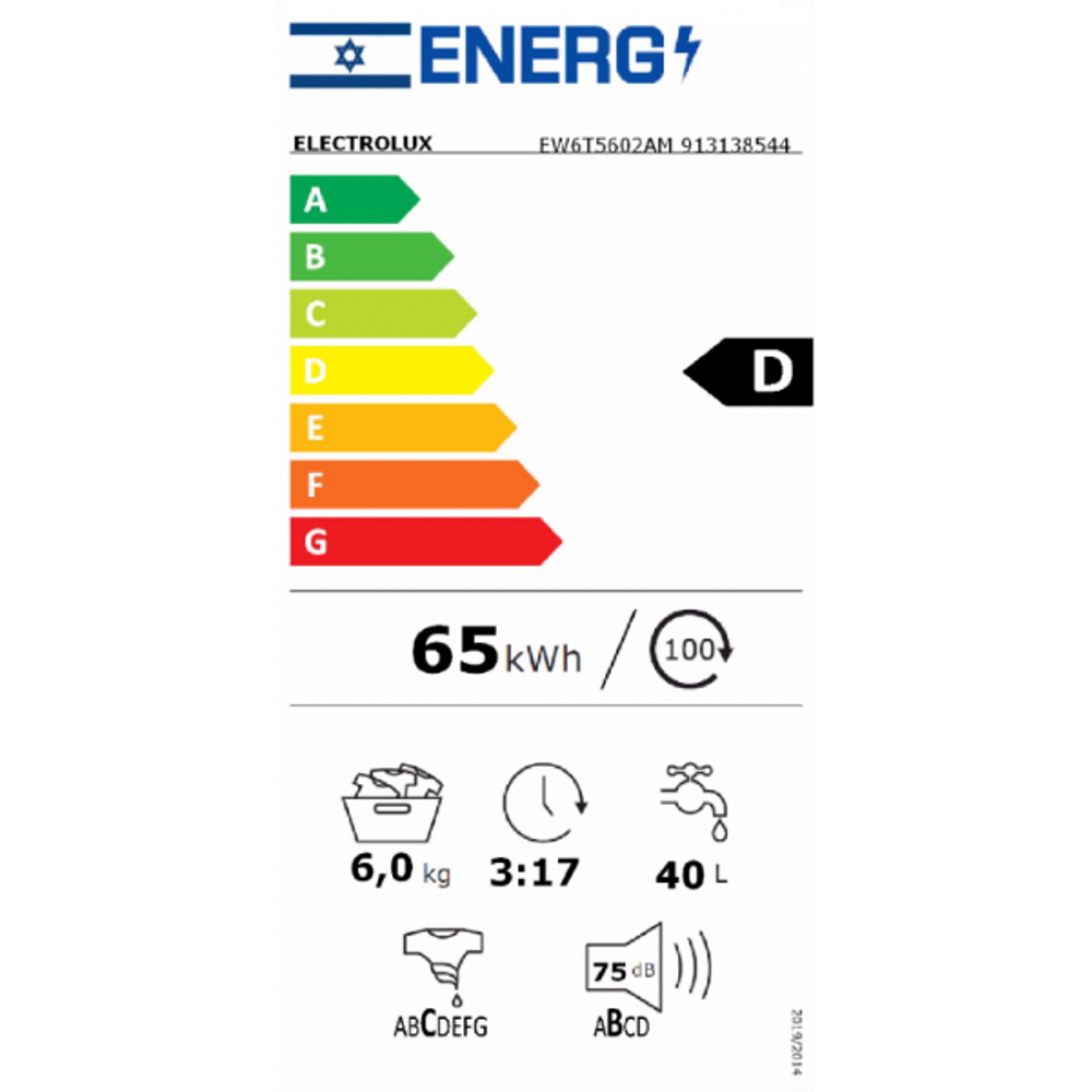 תווית אנרגיה - perfectcare 600 ew6t5602am electrolux