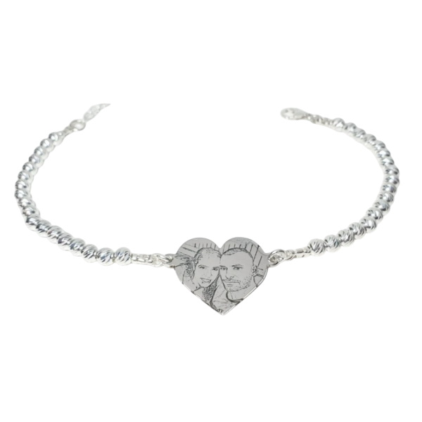 צמיד חרוזים בשילוב תליון תמונה BL jewelry &lrm;חרוזים תליון תמונה - כסף 925