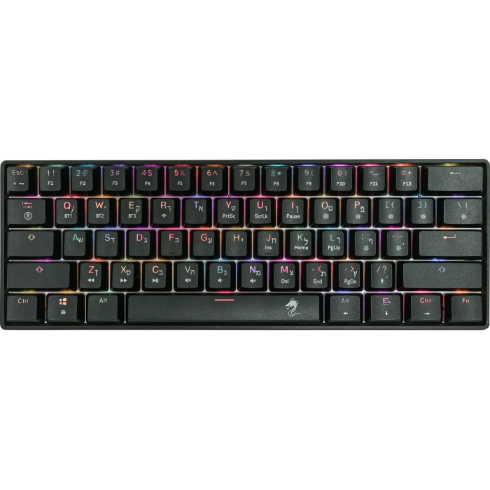 מקלדת מכנית מיני אלחוטית כולל תאורת Dragon RGB &lrm;GPDRA-MMK61 שחור