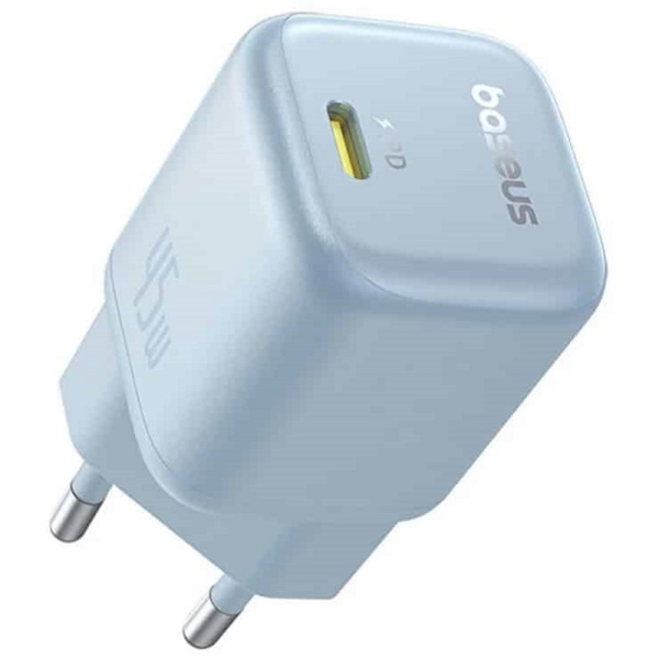 מטען קיר מהיר Baseus USB-C &lrm;PicoGo GaN Fast Charger 1C 45W EU Galaxy Blue