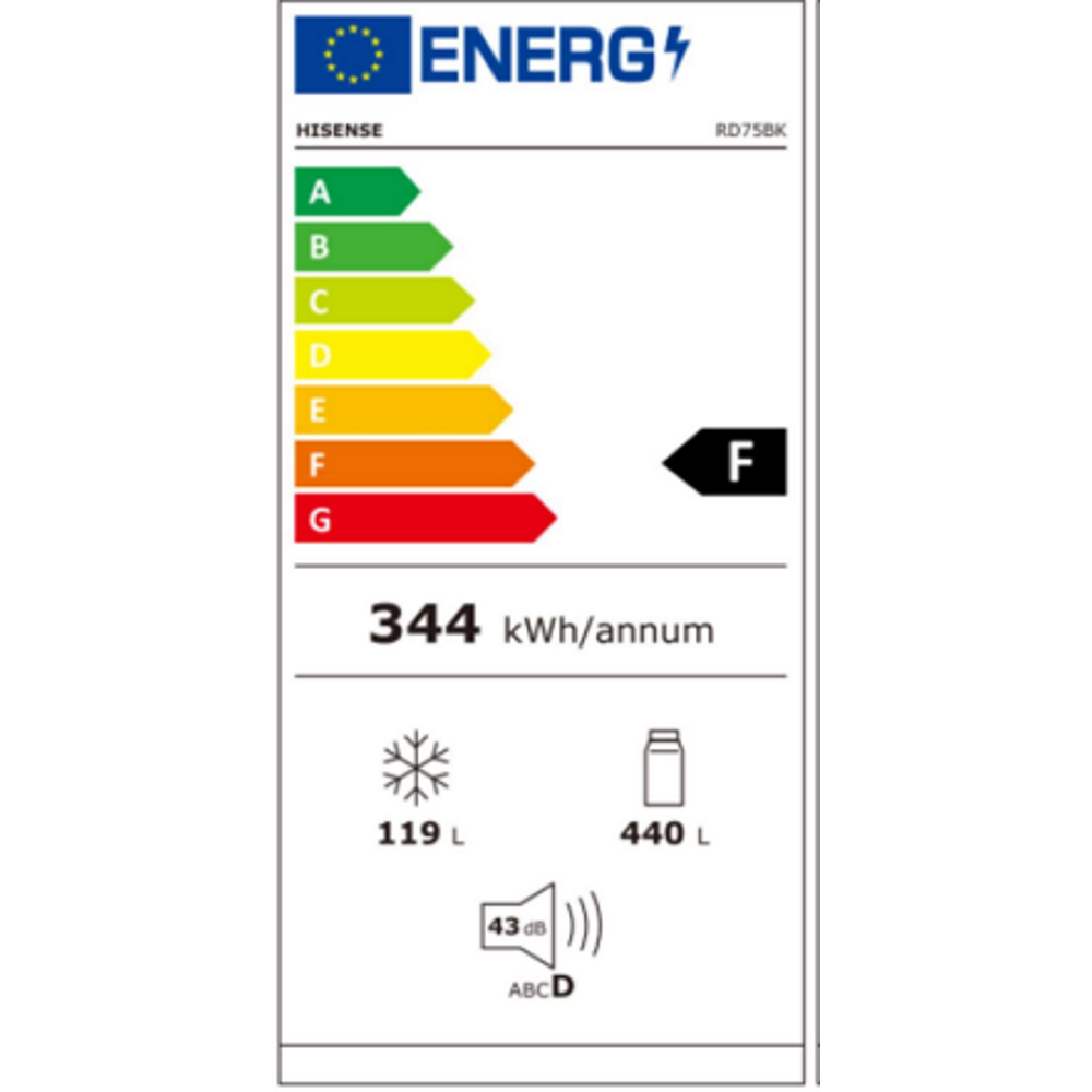 תווית אנרגיה - rd75bk נירוסטה מושחרת hisense
