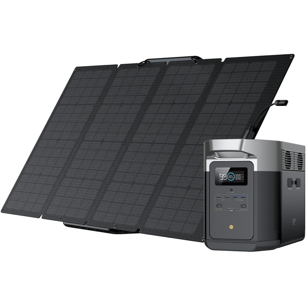 סט תחנת כוח ניידת 1000Wh כולל פאנל סולארי מתקפל Ecoflow 400W &lrm;EF DELTA2 + 400WFOLD