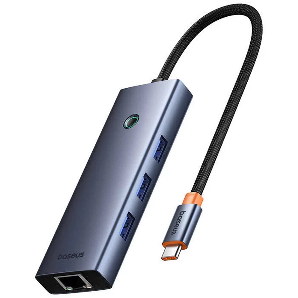 מתאם Baseus USB Type-C &lrm;UltraJoy HUB Adapter Type-C to USB3.0*3 RJ45*1 PD*1