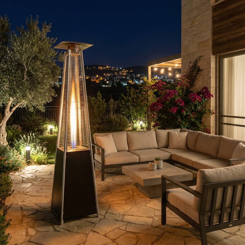 תמונה של פטריית חימום גז פירמידה בעיצוב להבה גלויה amisragas energy
