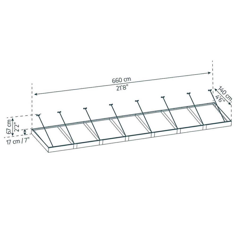 גגון גשם לדלת/חלון 1.4x6.6 אפור שקוף canopia