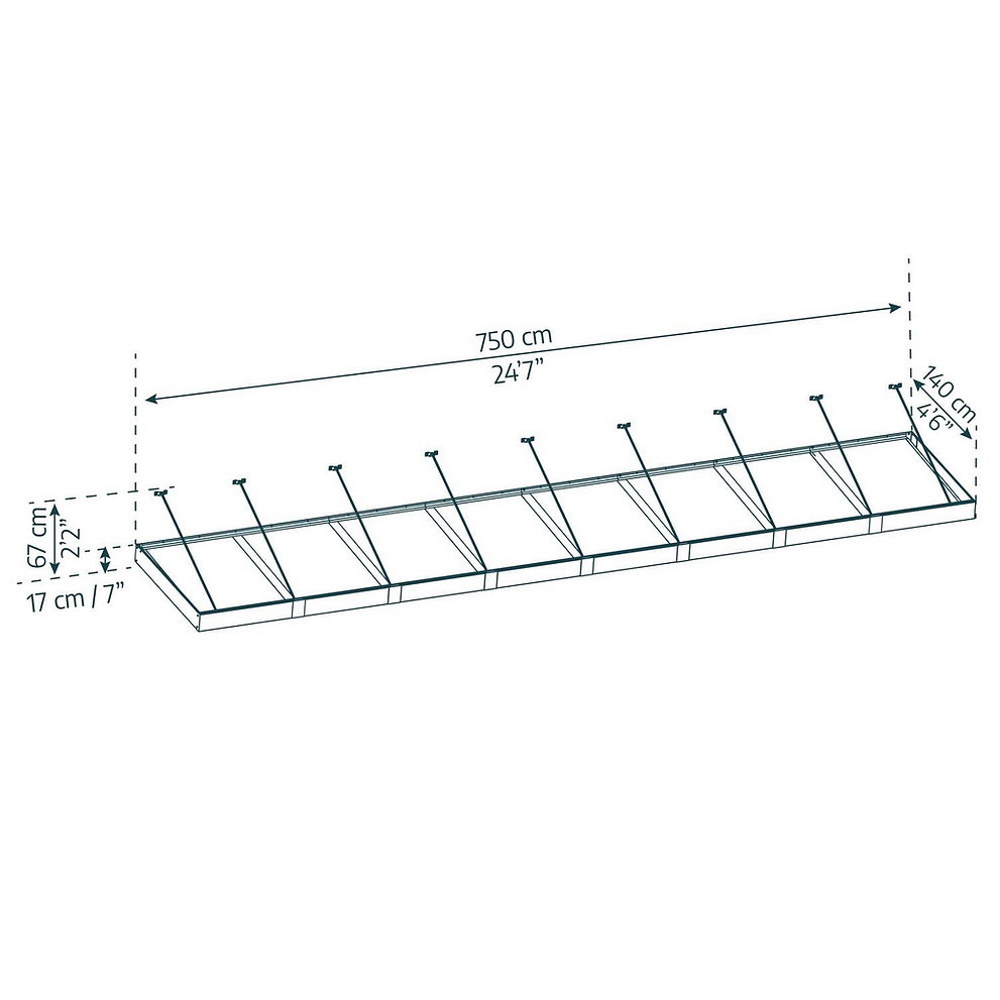 גגון גשם לדלת/חלון 1.4x7.5 אפור שקוף canopia