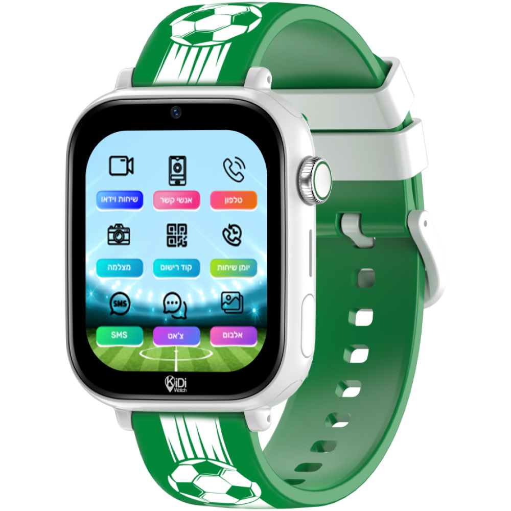 שעון חכם לילדים כולל סים מובנה Kidiwatch &lrm;כדורגל ירוק לבן
